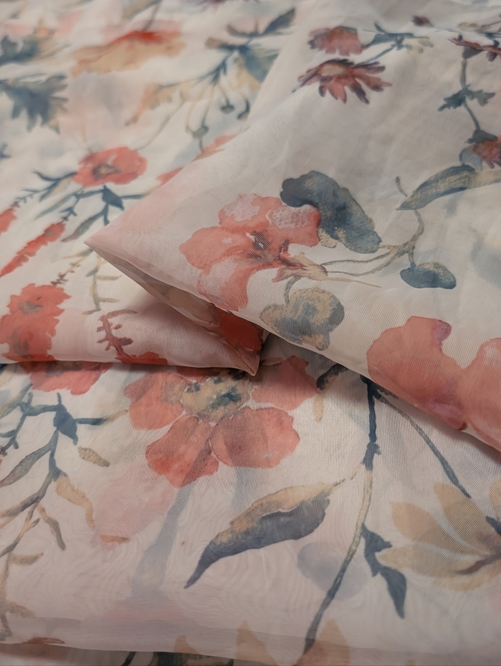 Sheer Floral Curtain Panel